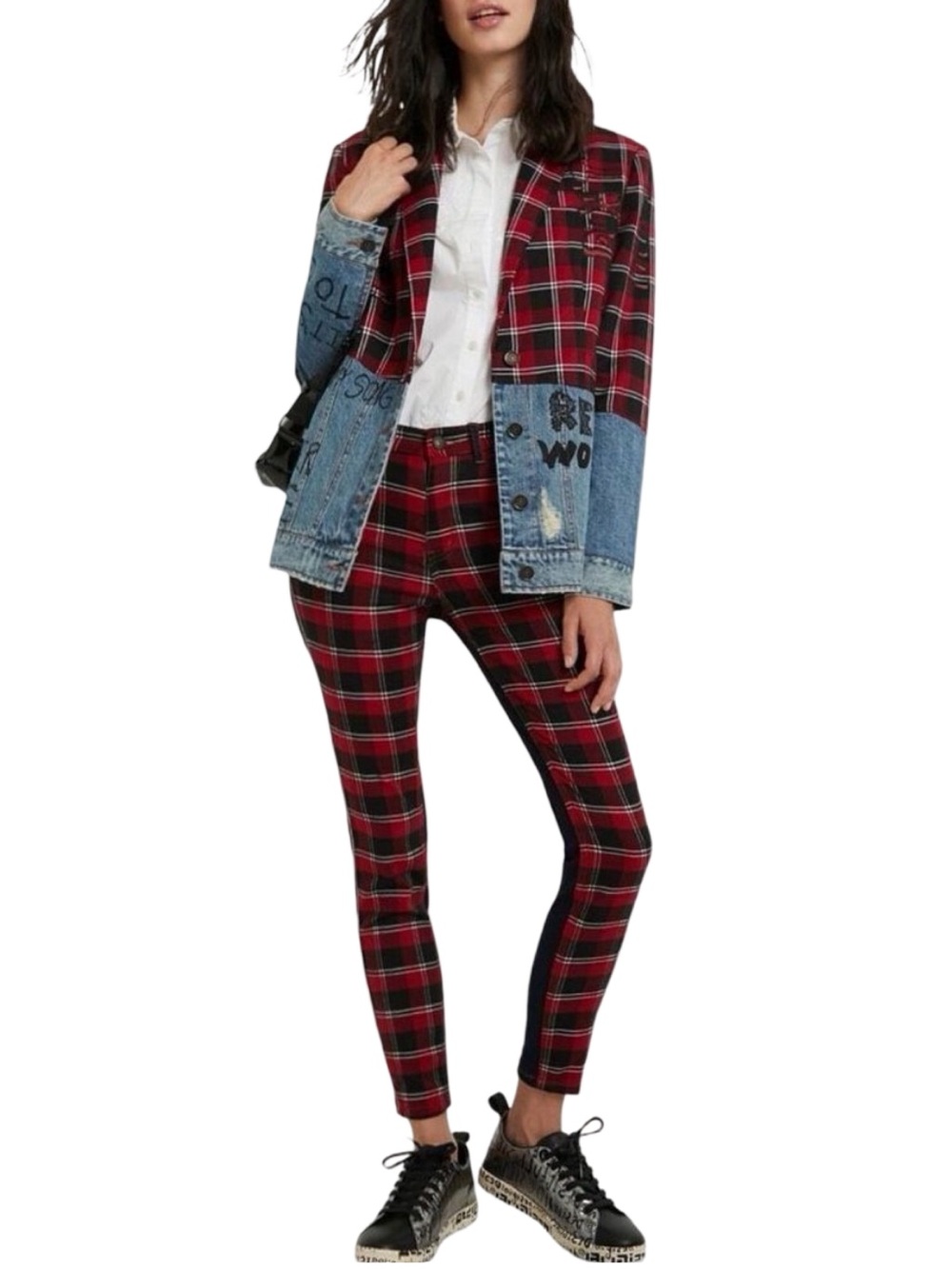 Desigual Tartan Skinny Jeans - Size 32 (US 8)